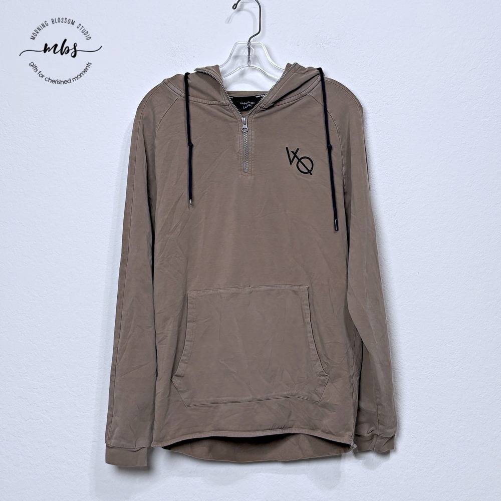 Vanquish Fitness Essential Quarter‎ Zip Hoodie Taupe Brown Men L